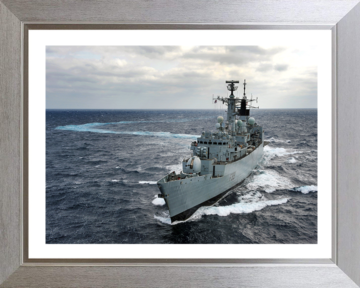 HMS Cornwall (F99) Photo Print - During a Starboard Turn - Royal Navy type 22 Frigate Hampshire Prints 10 x 8 Silver Frame Yes