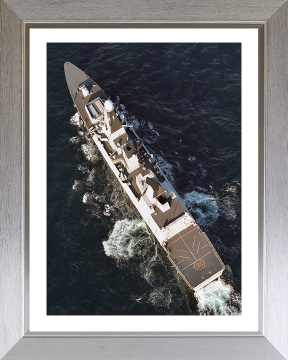 HMS Diamond (D34) Photo Print - From Above - Royal Navy Type 45 Destroyer Hampshire Prints 10 x 8 Silver Frame Yes