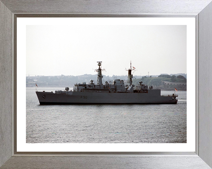 HMS Brilliant (F90) Photo Print - Port Beam View - Royal Navy Type 22 Frigate Hampshire Prints 10 x 8 Silver Frame Yes