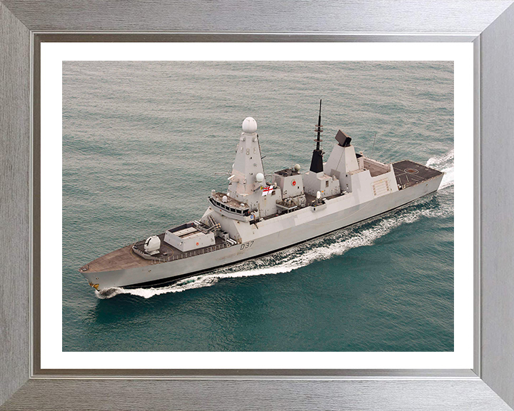 HMS Duncan (D37) Photo Print - High Starboard Bow View - Royal Navy Type 45 Destroyer Hampshire Prints 10 x 8 Silver Frame Yes