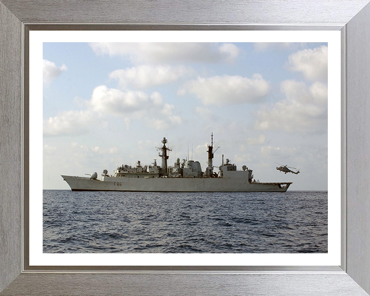 HMS Campbeltown (F86) Photo Print - Port beam View - Royal Navy Type 22 Frigate Hampshire Prints 10 x 8 Silver Frame Yes