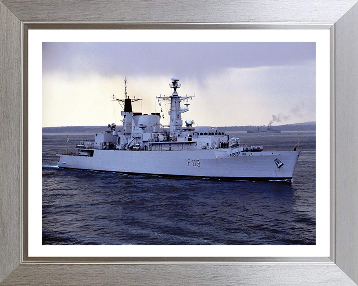 HMS Battleaxe (F89) Photo Print - Starboard Side View - Royal Navy Type 22 Frigate Hampshire Prints 10 x 8 Silver Frame Yes