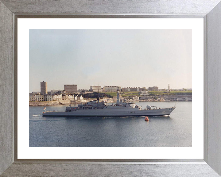 HMS Amazon (F169) Photo Print - Leaving Plymouth - Royal Navy Type 21 Frigate Hampshire Prints 10 x 8 Silver Frame Yes