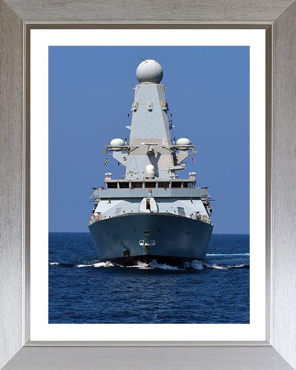HMS Diamond (D34) Photo Print - Low Bow View - Royal Navy Type 45 Destroyer Hampshire Prints 10 x 8 Silver Frame Yes