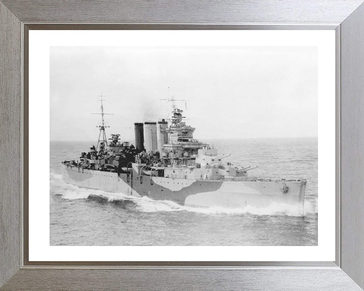 HMS Devonshire (39) Photo Print - Starboard Side - Royal Navy County Class Cruiser Hampshire Prints 10 x 8 Silver Frame Yes