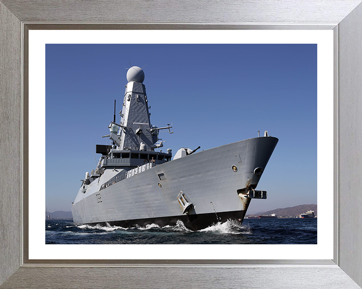 HMS Daring (D32) Photo Print - Low Starboard View - Royal Navy Type 45 Destroyer Hampshire Prints 10 x 8 Silver Frame Yes