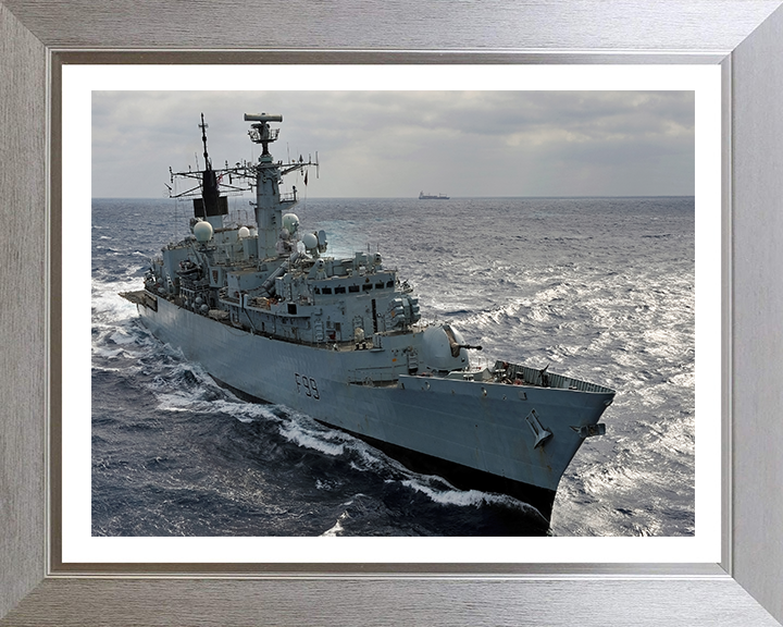 HMS Cornwall (F99) Photo Print - Starboard Bow View - Royal Navy type 22 Frigate Posters, Prints, & Visual Artwork Hampshire Prints 10 x 8 Silver Frame Yes