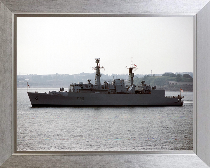 HMS Brilliant (F90) Photo Print - Port Beam View - Royal Navy Type 22 Frigate Hampshire Prints 10 x 8 Silver Frame No