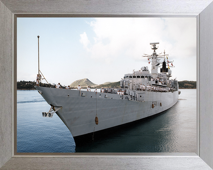 HMS Brave (F94) Photo Print - Entering Harbour - Royal Navy Type 22 Frigate Hampshire Prints 10 x 8 Silver Frame No
