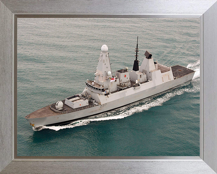 HMS Duncan (D37) Photo Print - High Starboard Bow View - Royal Navy Type 45 Destroyer Hampshire Prints 10 x 8 Silver Frame No