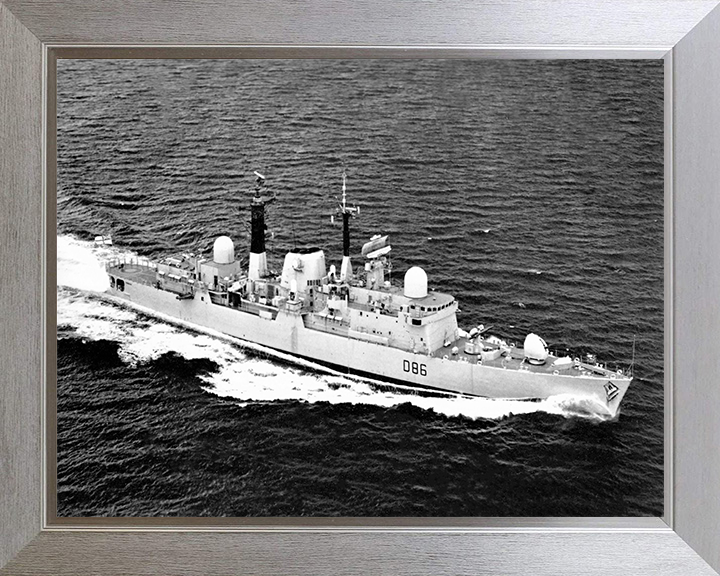 HMS Birmingham (D86) Photo Print - At Speed - Royal Navy Type 42 destroyer Hampshire Prints 10 x 8 Silver Frame No