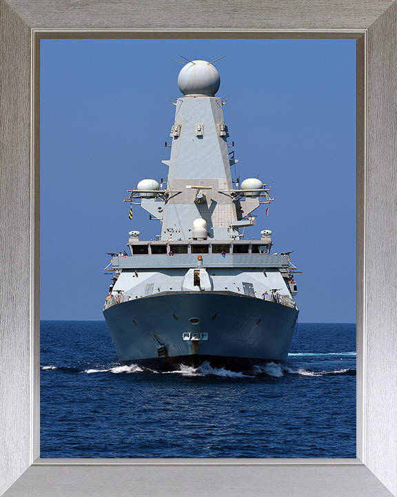 HMS Diamond (D34) Photo Print - Low Bow View - Royal Navy Type 45 Destroyer Hampshire Prints 10 x 8 Silver Frame No