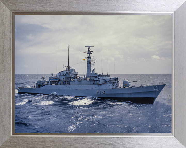 HMS Alacrity (F174) Photo Print - Underway - Royal Navy Type 21 Frigate Hampshire Prints 10 x 8 Silver Frame No