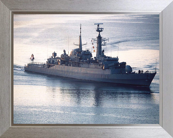 HMS Arrow (F173) Photo Print - High Starboard View - Royal Navy Type 21 Frigate Hampshire Prints 10 x 8 Silver Frame No