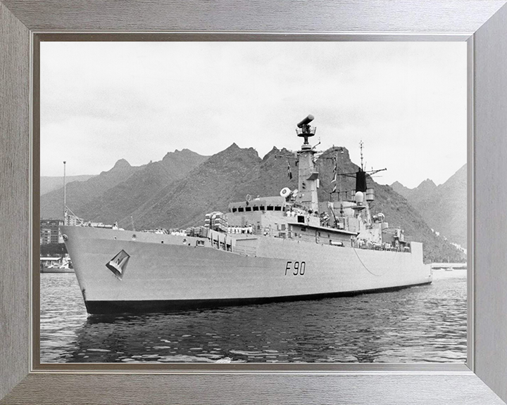HMS Brilliant (F90) Photo Print - Low Port Bow View - Royal Navy Type 22 Frigate Hampshire Prints 10 x 8 Silver Frame No