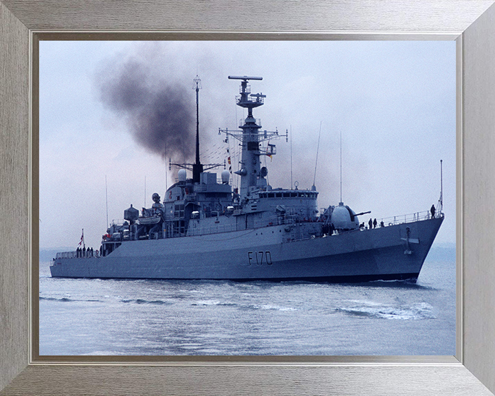 HMS Antelope (F170) Photo Print - Starboard View in Colour - Royal Navy Type 21 Frigate Hampshire Prints 10 x 8 Silver Frame No