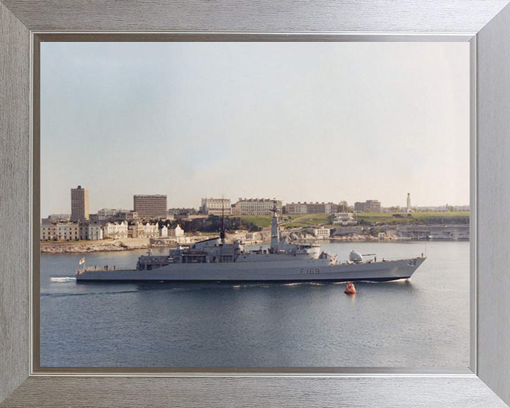 HMS Amazon (F169) Photo Print - Leaving Plymouth - Royal Navy Type 21 Frigate Hampshire Prints 10 x 8 Silver Frame No