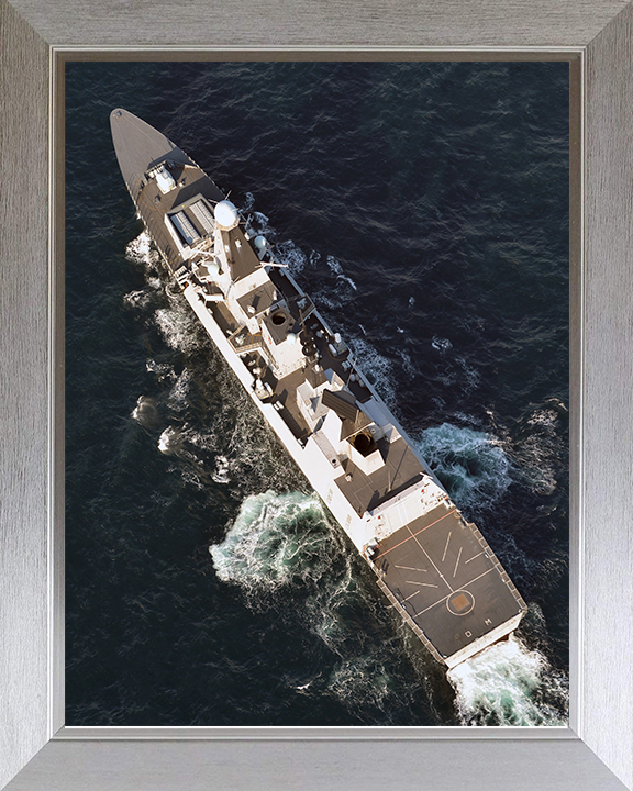 HMS Diamond (D34) Photo Print - From Above - Royal Navy Type 45 Destroyer Hampshire Prints 10 x 8 Silver Frame No
