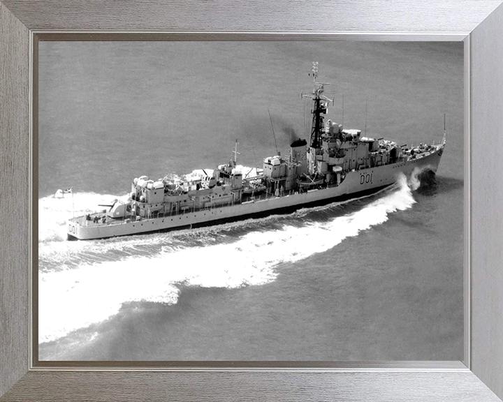 HMS Caprice (D01) Photo Print - High Starboard View - Royal Navy C Class Destroyer Hampshire Prints 10 x 8 Silver Frame No