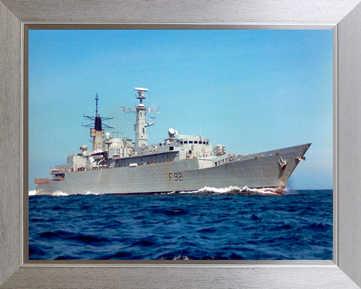 HMS Boxer (F92) Photo Print - Low Starboard View - Royal Navy Type 22 Frigate Hampshire Prints 10 x 8 Silver Frame No