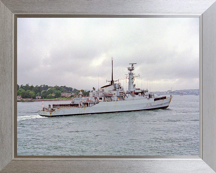 HMS Alacrity (F174) Photo Print - Starboard View - Royal Navy Type 21 Frigate Hampshire Prints 10 x 8 Silver Frame No