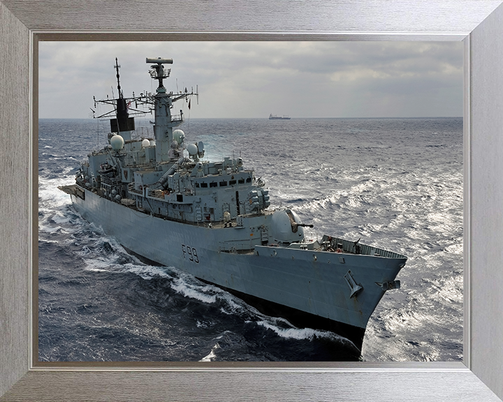HMS Cornwall (F99) Photo Print - Starboard Bow View - Royal Navy type 22 Frigate Posters, Prints, & Visual Artwork Hampshire Prints 10 x 8 Silver Frame No