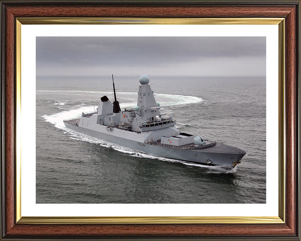 HMS Diamond (D34) Photo Print - Turning to Port - Royal Navy Type 45 Destroyer Hampshire Prints 10 x 8 Classic Frame Yes