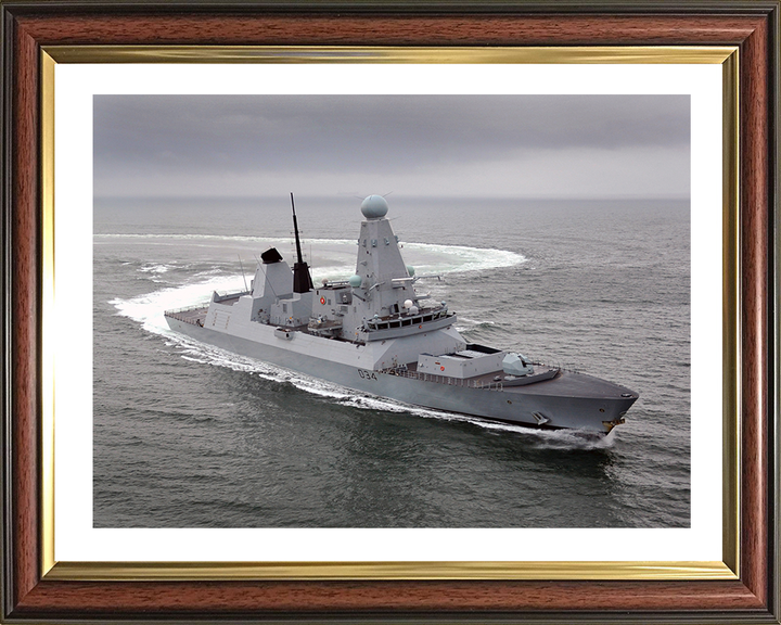 HMS Diamond (D34) Photo Print - Turning to Port - Royal Navy Type 45 Destroyer Hampshire Prints 10 x 8 Classic Frame Yes