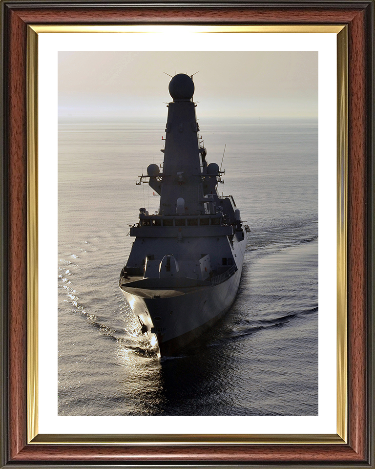 HMS Diamond (D34) Photo Print - Bow View at Sunset - Royal Navy Type 45 Destroyer Hampshire Prints 10 x 8 Classic Frame Yes