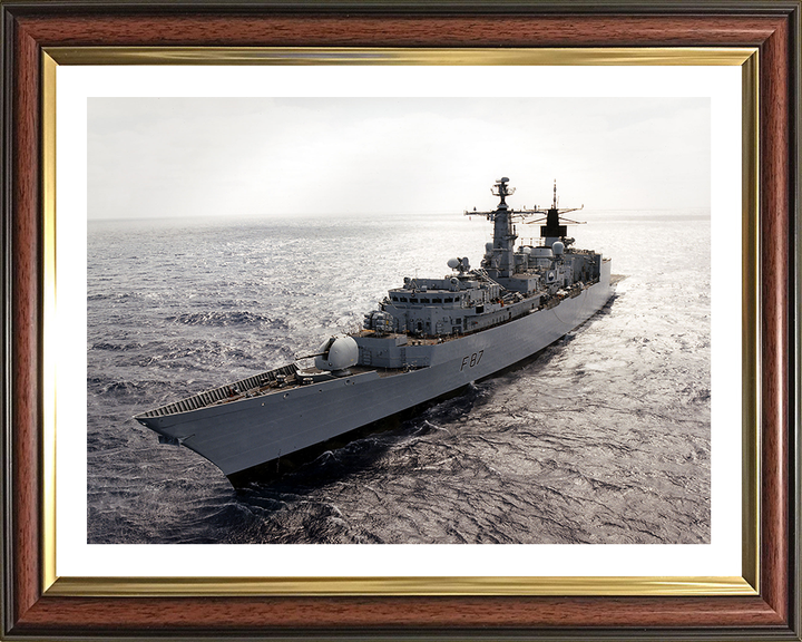 HMS Chatham (F87) Photo Print - Port Bow View at Sunset - Royal Navy Type 22 Frigate Hampshire Prints 10 x 8 Classic Frame Yes