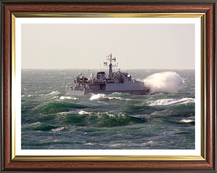 HMS Blyth (M111) Photo Print - In Heavy Seas - Royal Navy Sandown Class Minehunter Hampshire Prints 10 x 8 Classic Frame Yes