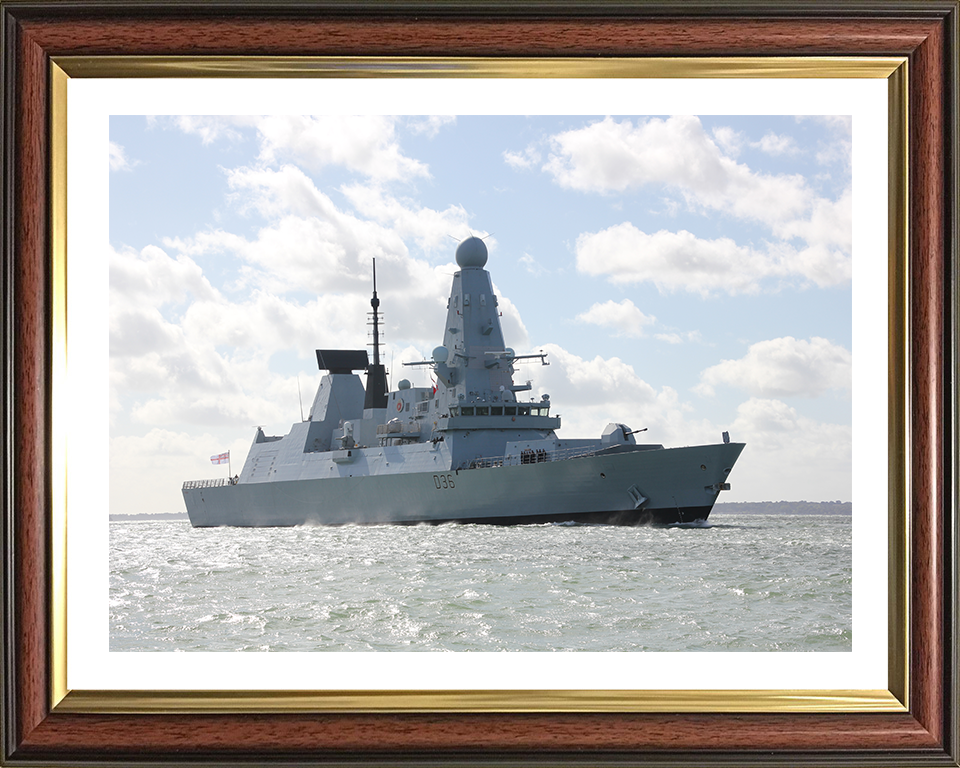 HMS Defender (D36) Photo Print - Low Starboard View - Royal Navy Type 45 Destroyer Hampshire Prints 10 x 8 Classic Frame Yes