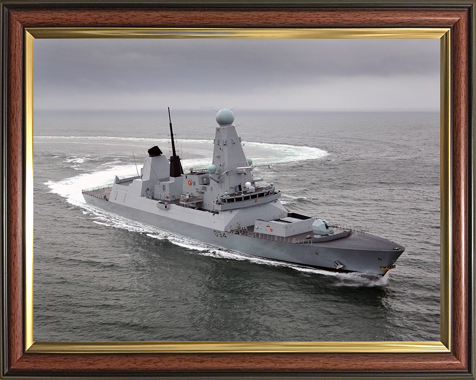 HMS Diamond (D34) Photo Print - Turning to Port - Royal Navy Type 45 Destroyer Hampshire Prints 10 x 8 Classic Frame No