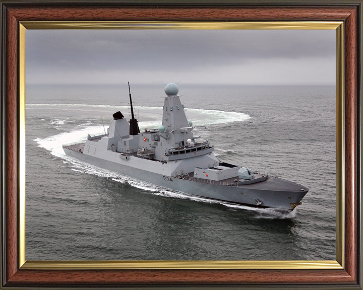 HMS Diamond (D34) Photo Print - Turning to Port - Royal Navy Type 45 Destroyer Hampshire Prints 10 x 8 Classic Frame No