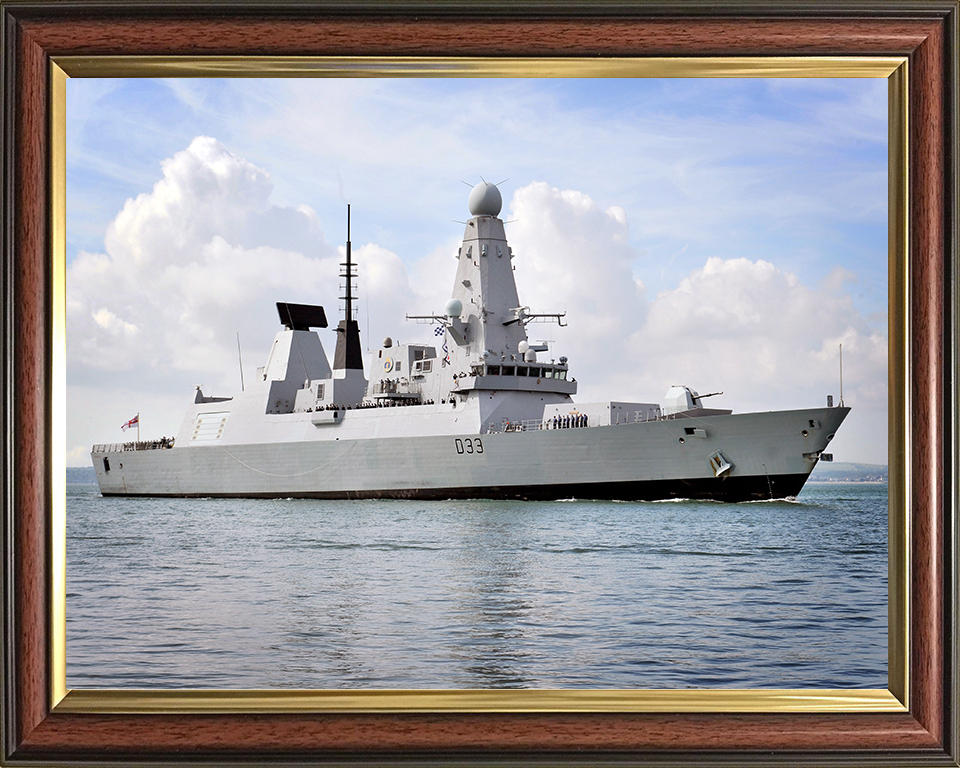 HMS Dauntless (D33) Photo Print - Low Starboard Side View - Royal Navy Type 45 Destroyer Hampshire Prints 10 x 8 Classic Frame No