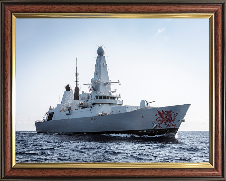 HMS Dragon (D35) Photo Print - Low Starboard View - Royal Navy Type 45 Destroyer Hampshire Prints 10 x 8 Classic Frame No