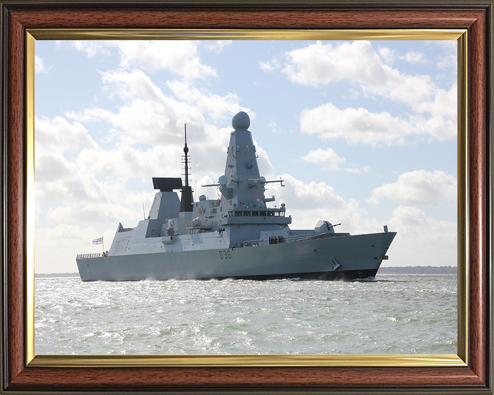 HMS Defender (D36) Photo Print - Low Starboard View - Royal Navy Type 45 Destroyer Hampshire Prints 10 x 8 Classic Frame No