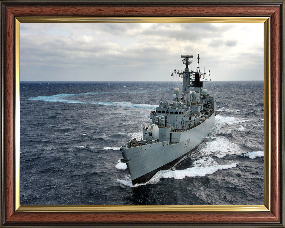 HMS Cornwall (F99) Photo Print - During a Starboard Turn - Royal Navy type 22 Frigate Hampshire Prints 10 x 8 Classic Frame No