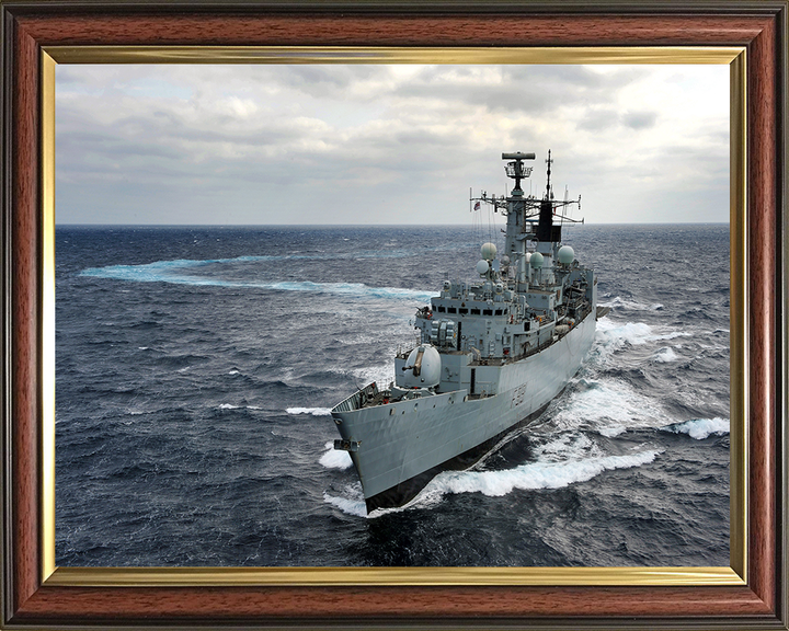 HMS Cornwall (F99) Photo Print - During a Starboard Turn - Royal Navy type 22 Frigate Hampshire Prints 10 x 8 Classic Frame No