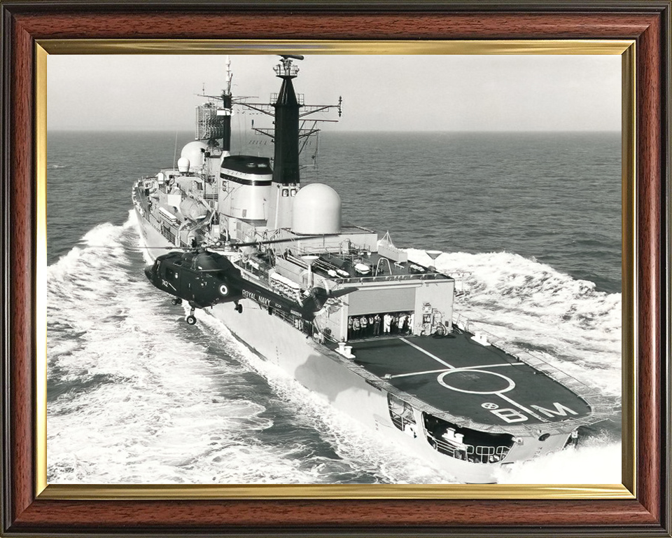 HMS Birmingham (D86) Photo Print - With Helicopter - Royal Navy Type 42 destroyer Hampshire Prints 10 x 8 Classic Frame No