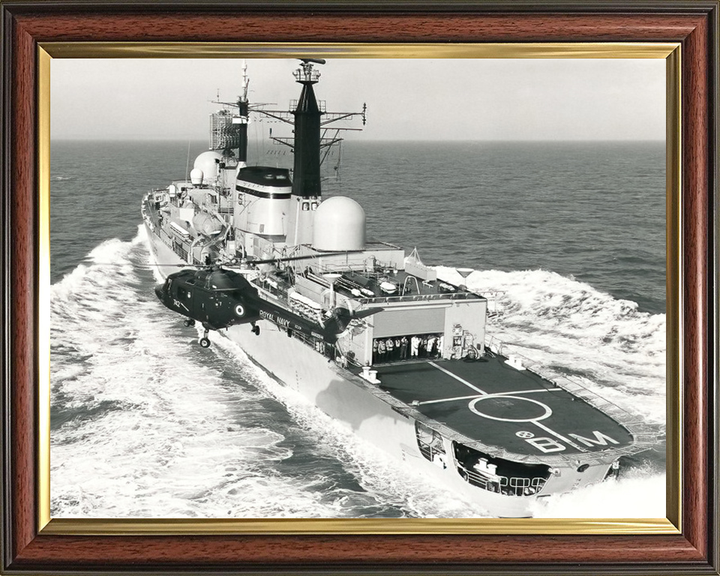 HMS Birmingham (D86) Photo Print - With Helicopter - Royal Navy Type 42 destroyer Hampshire Prints 10 x 8 Classic Frame No