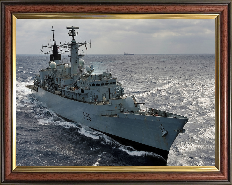HMS Cornwall (F99) Photo Print - Starboard Bow View - Royal Navy type 22 Frigate Posters, Prints, & Visual Artwork Hampshire Prints 10 x 8 Classic Frame No