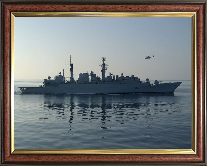 HMS Campbeltown (F86) Photo Print - Starboard Beam Reflections - Royal Navy Type 22 Frigate Hampshire Prints 10 x 8 Classic Frame No