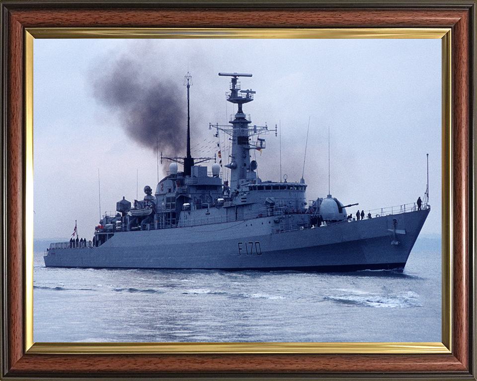 HMS Antelope (F170) Photo Print - Starboard View in Colour - Royal Navy Type 21 Frigate Hampshire Prints 10 x 8 Classic Frame No