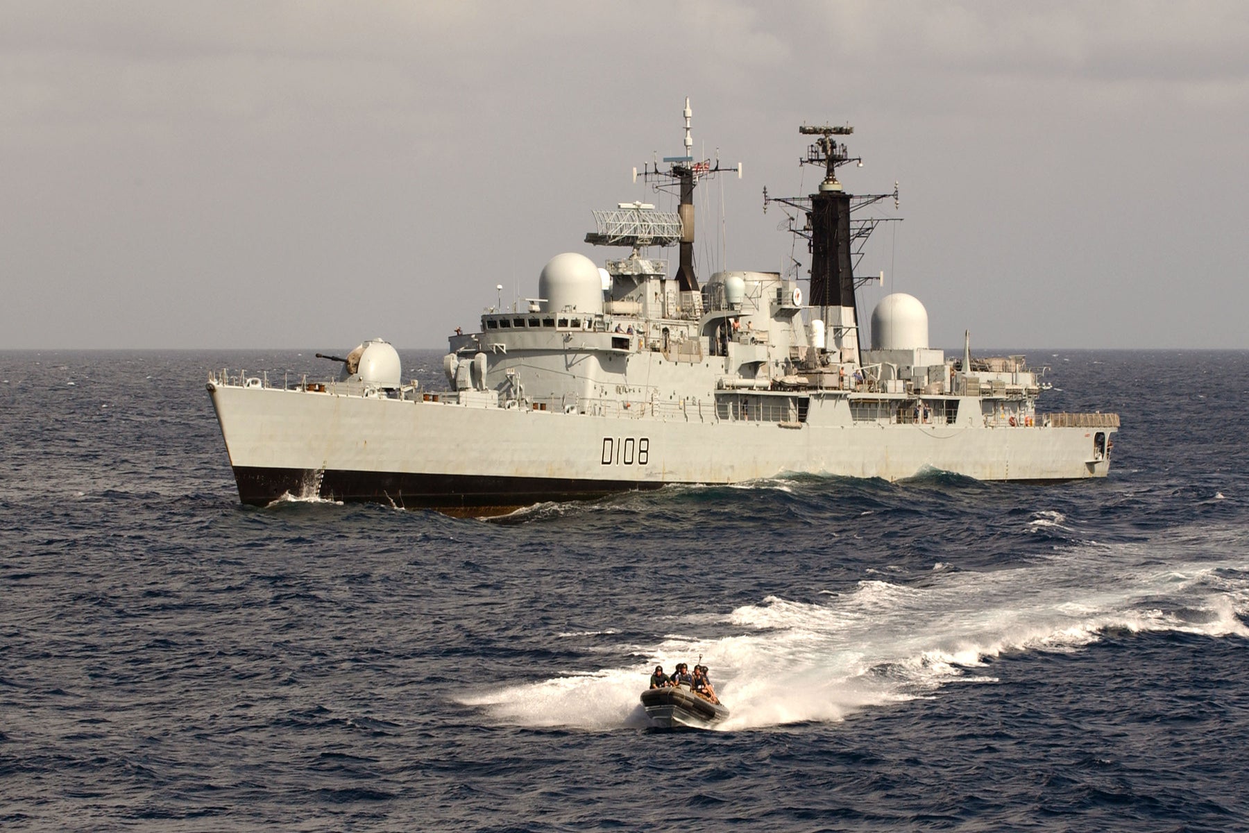 HMS Cardiff D108 With RIB Royal Navy Type 42 Destroyer Photo hms-cardiff-d108-with-rib-royal-navy-type-42-destroyer-photo