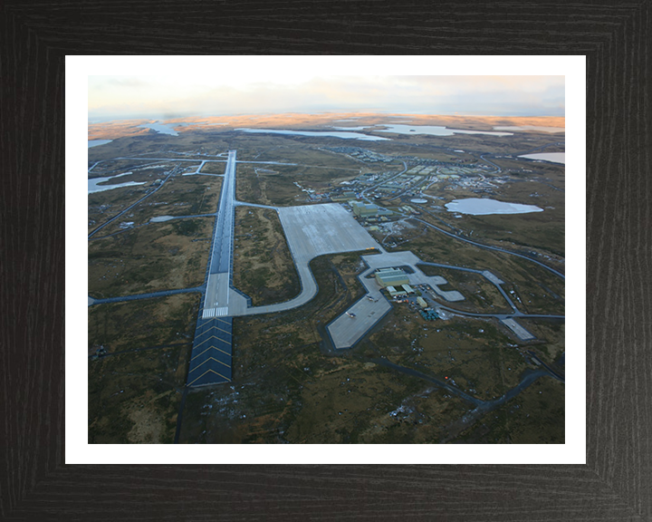 RAF Mount Pleasant Falklands Aerial Image Photo Print Wall Art Decor Poster Posters, Prints, & Visual Artwork Hampshire Prints 10 x 8 Black Frame Yes