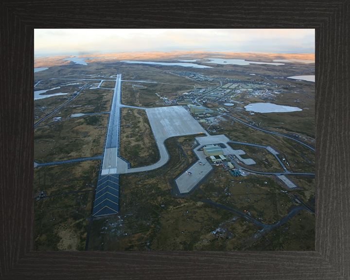 RAF Mount Pleasant Falklands Aerial Image Photo Print Wall Art Decor Poster Posters, Prints, & Visual Artwork Hampshire Prints 10 x 8 Black Frame No
