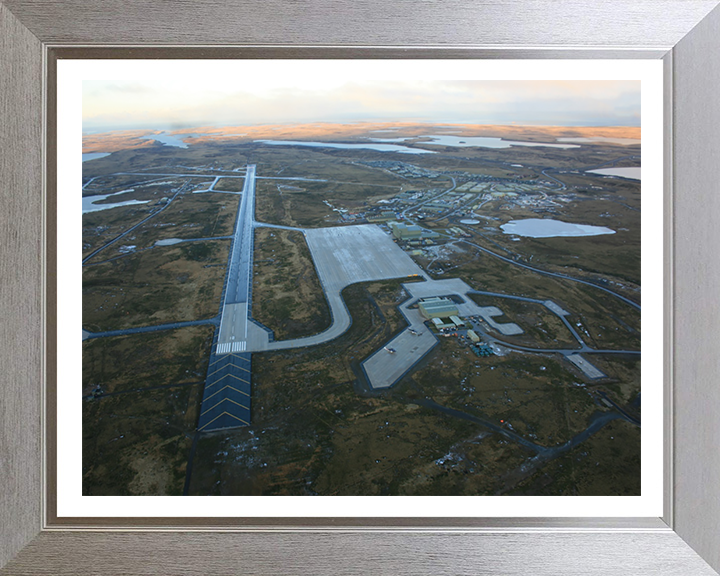 RAF Mount Pleasant Falklands Aerial Image Photo Print Wall Art Decor Poster Posters, Prints, & Visual Artwork Hampshire Prints 10 x 8 Silver Frame Yes