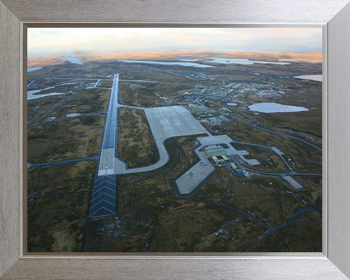 RAF Mount Pleasant Falklands Aerial Image Photo Print Wall Art Decor Poster Posters, Prints, & Visual Artwork Hampshire Prints 10 x 8 Silver Frame No