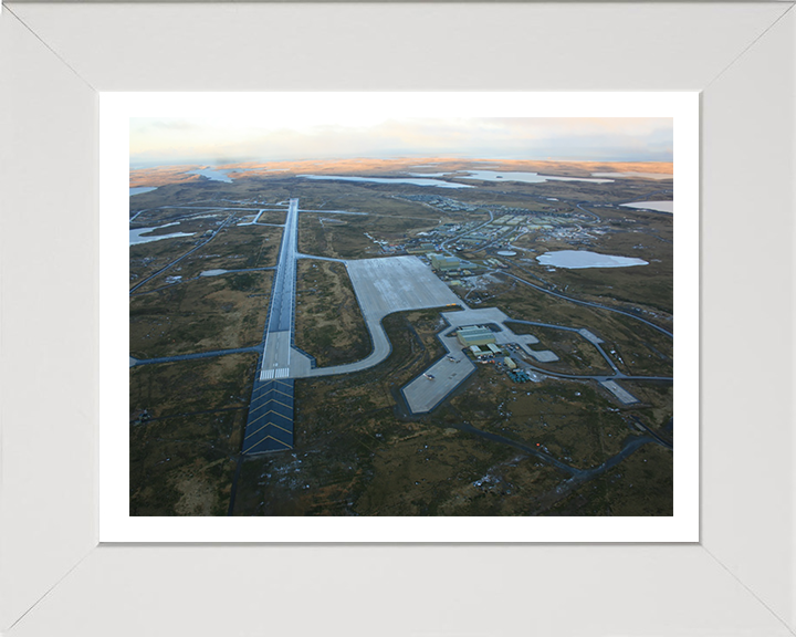 RAF Mount Pleasant Falklands Aerial Image Photo Print Wall Art Decor Poster Posters, Prints, & Visual Artwork Hampshire Prints 10 x 8 White Frame Yes